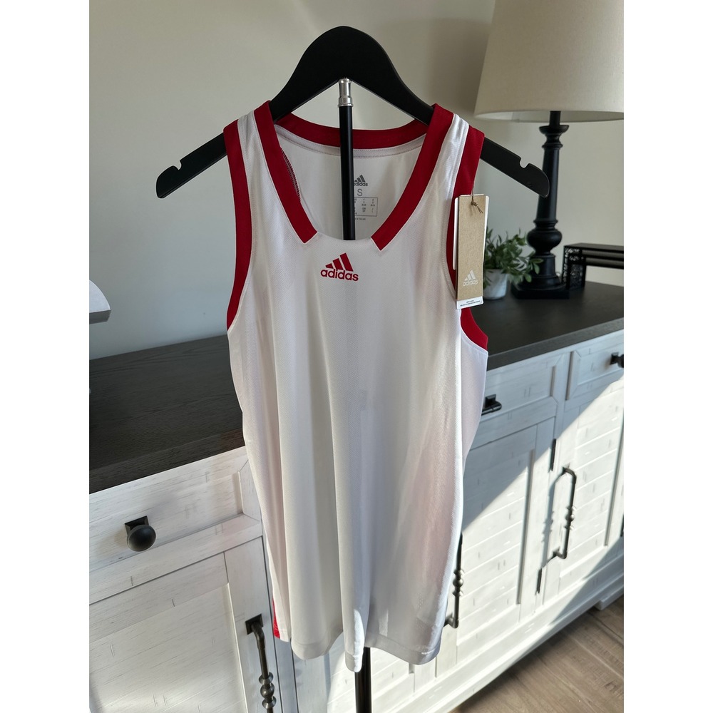 NEW Adidas Icon Squad Jersey White Red Basketball Tank Top Mens Small NWT